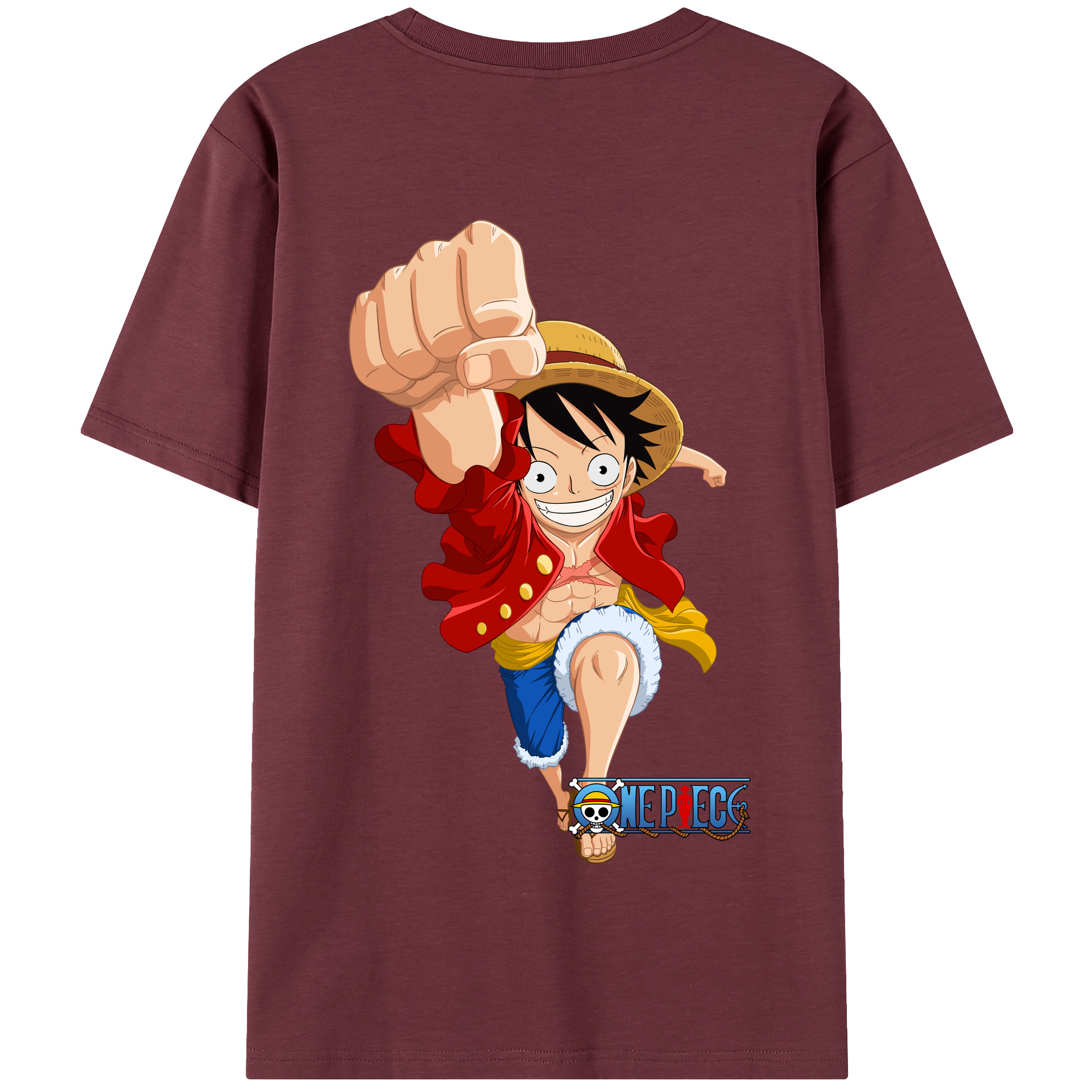 ワンピース モンキー・D・ルフィ ONE PIECE Monkey D. Luffy 綿100％半袖Tシャツ（背面プリント）